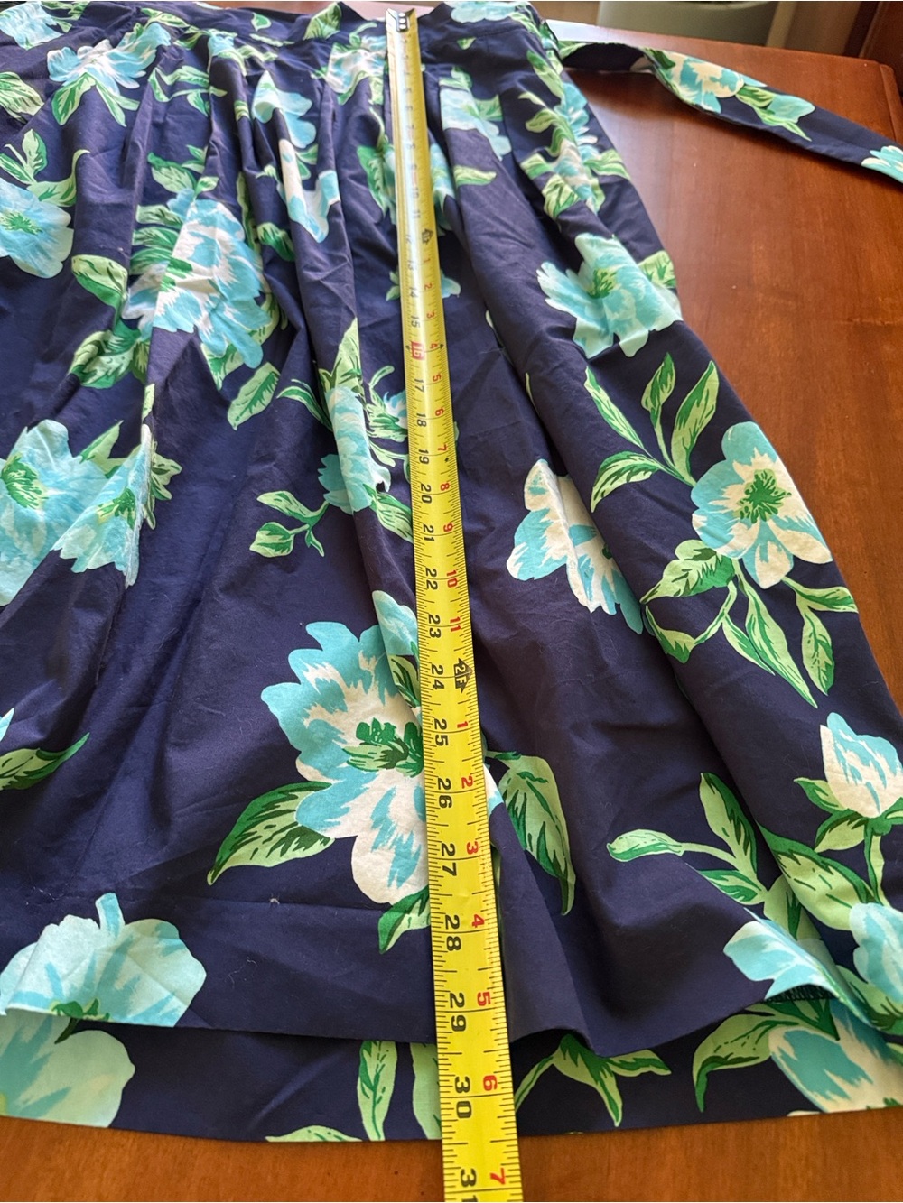Talbots Piper Pleated Midi Floral Full Skirt Waist Tie Pockets Sz 8 - Picture 7 of 8